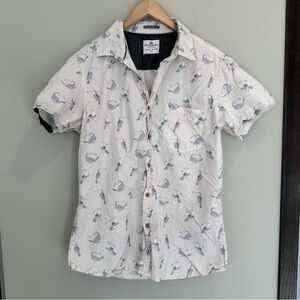 Ditch Plains By Ricky Singh Men’s Pink Toucans Short Sleeve Tropical Button Down